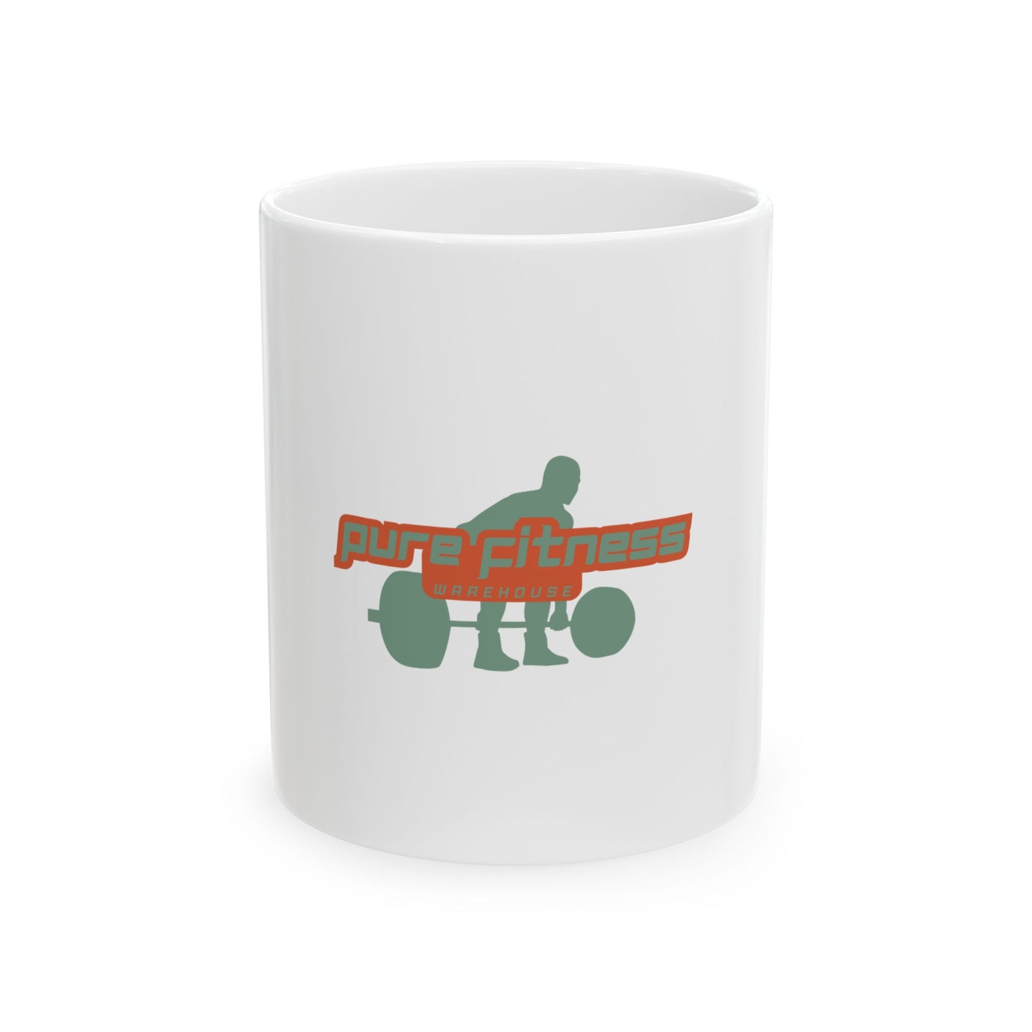 Fitness Barbell Ceramic Mug — Pure Fitness Logo Coffee Cup (11oz, 15oz)