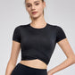 Cross Pleated Yoga T shirt Top Slim Fit Slimming Sports Short Sleeve Fitness Running Skipping Rope Sports Short Sleeve