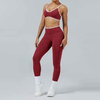 Seamless Back-Support Running Quick-Drying Yoga And Fitness Apparel Set