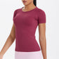Women Short Sleeve round Neck Exercise T shirt Running Fitness Top Skin Friendly Slim Breathable Yoga Short Sleeve