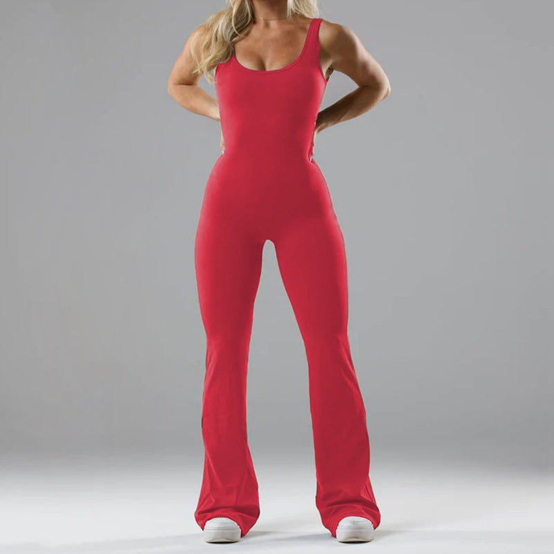 Women's Seamless Yoga Bodysuit | Hollow-Out Tight Fit with Built-In Chest Pad