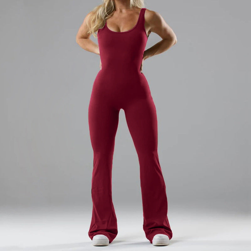 Women's Seamless Yoga Bodysuit | Hollow-Out Tight Fit with Built-In Chest Pad