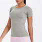 Women Short Sleeve round Neck Exercise T shirt Running Fitness Top Skin Friendly Slim Breathable Yoga Short Sleeve