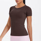 Women Short Sleeve round Neck Exercise T shirt Running Fitness Top Skin Friendly Slim Breathable Yoga Short Sleeve