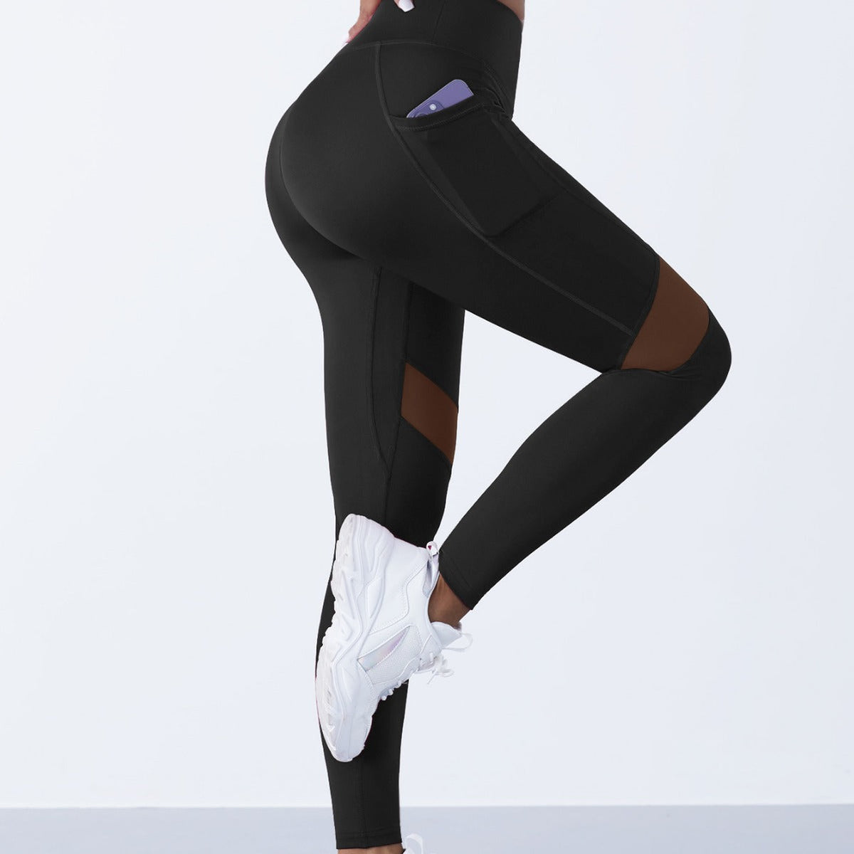 Women's High-Waist Mesh-Panel Yoga Leggings