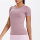 Women Short Sleeve round Neck Exercise T shirt Running Fitness Top Skin Friendly Slim Breathable Yoga Short Sleeve