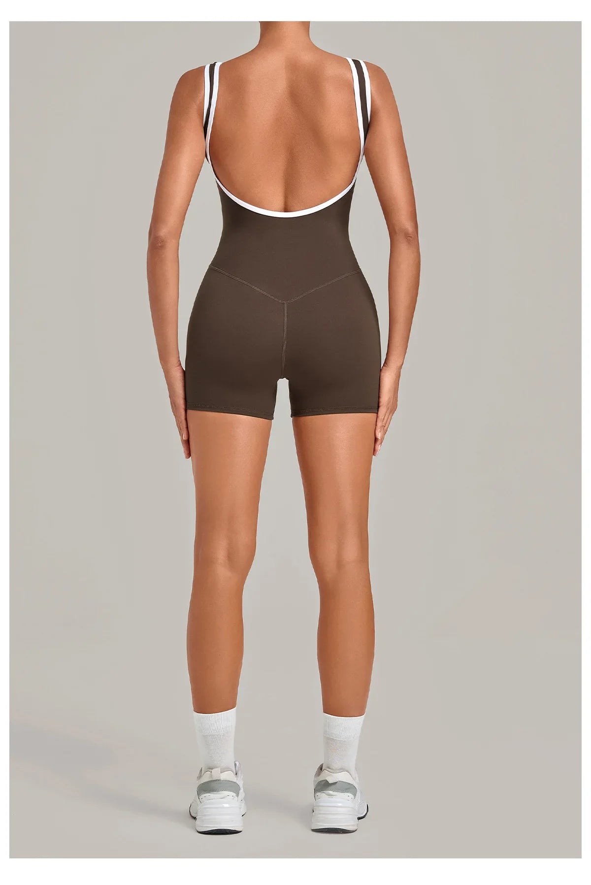 Color Blocking Brushed Yoga Jumpsuit Women Hollow Out Backless Tight Sport One Piece Suit Gym Running Exercise Fitness Bodysuits