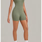 Color Blocking Brushed Yoga Jumpsuit Women Hollow Out Backless Tight Sport One Piece Suit Gym Running Exercise Fitness Bodysuits