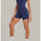 Color Blocking Brushed Yoga Jumpsuit Women Hollow Out Backless Tight Sport One Piece Suit Gym Running Exercise Fitness Bodysuits