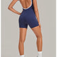 Color Blocking Brushed Yoga Jumpsuit Women Hollow Out Backless Tight Sport One Piece Suit Gym Running Exercise Fitness Bodysuits