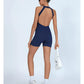 Sexy Fitness Yoga Jumpsuit Women Hollow V Neck Tight Backless Sports One Piece Suits Quick Drying Sleeveless Scrunch Romper