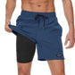 Men's Swimming Trunks with Compression Liner 2 in 1 Quick-Dry Gym Sports Shorts Swim Shorts with Pockets  Beach Swimming Trunks Quick Dry Swim Shorts with Pockets