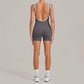 Color Blocking Brushed Yoga Jumpsuit Women Hollow Out Backless Tight Sport One Piece Suit Gym Running Exercise Fitness Bodysuits