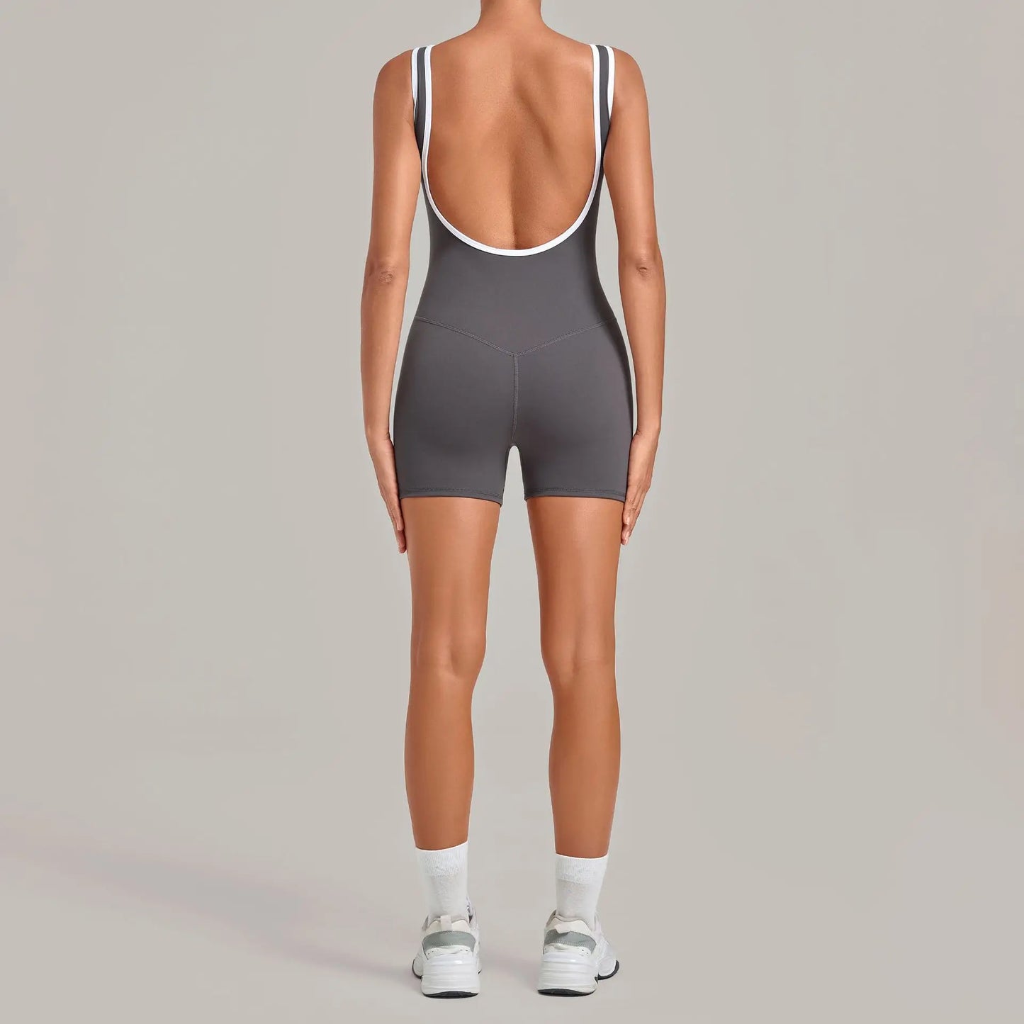 Color Blocking Brushed Yoga Jumpsuit Women Hollow Out Backless Tight Sport One Piece Suit Gym Running Exercise Fitness Bodysuits