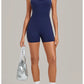 Color Blocking Brushed Yoga Jumpsuit Women Hollow Out Backless Tight Sport One Piece Suit Gym Running Exercise Fitness Bodysuits