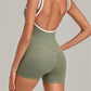 Color Blocking Brushed Yoga Jumpsuit Women Hollow Out Backless Tight Sport One Piece Suit Gym Running Exercise Fitness Bodysuits