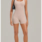 Color Blocking Brushed Yoga Jumpsuit Women Hollow Out Backless Tight Sport One Piece Suit Gym Running Exercise Fitness Bodysuits