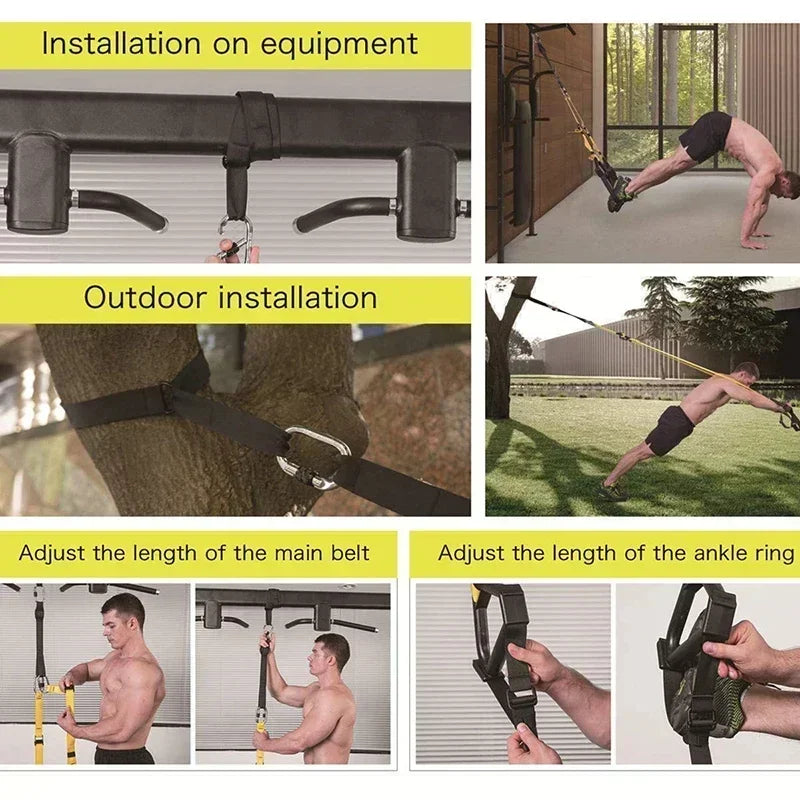 Adjustable Suspension Training Belt for Fitness Strength and Yoga Workouts