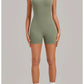 Color Blocking Brushed Yoga Jumpsuit Women Hollow Out Backless Tight Sport One Piece Suit Gym Running Exercise Fitness Bodysuits
