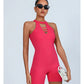 Sexy Fitness Yoga Jumpsuit Women Hollow V Neck Tight Backless Sports One Piece Suits Quick Drying Sleeveless Scrunch Romper