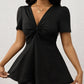 Women's V-neck Temperament Versatile Solid Color sleeved shirt top