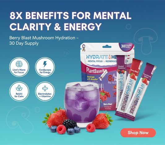 Artisan Berry 24 Mushroom Infused Clean Hydration Powder Sticks | Energy & Focus