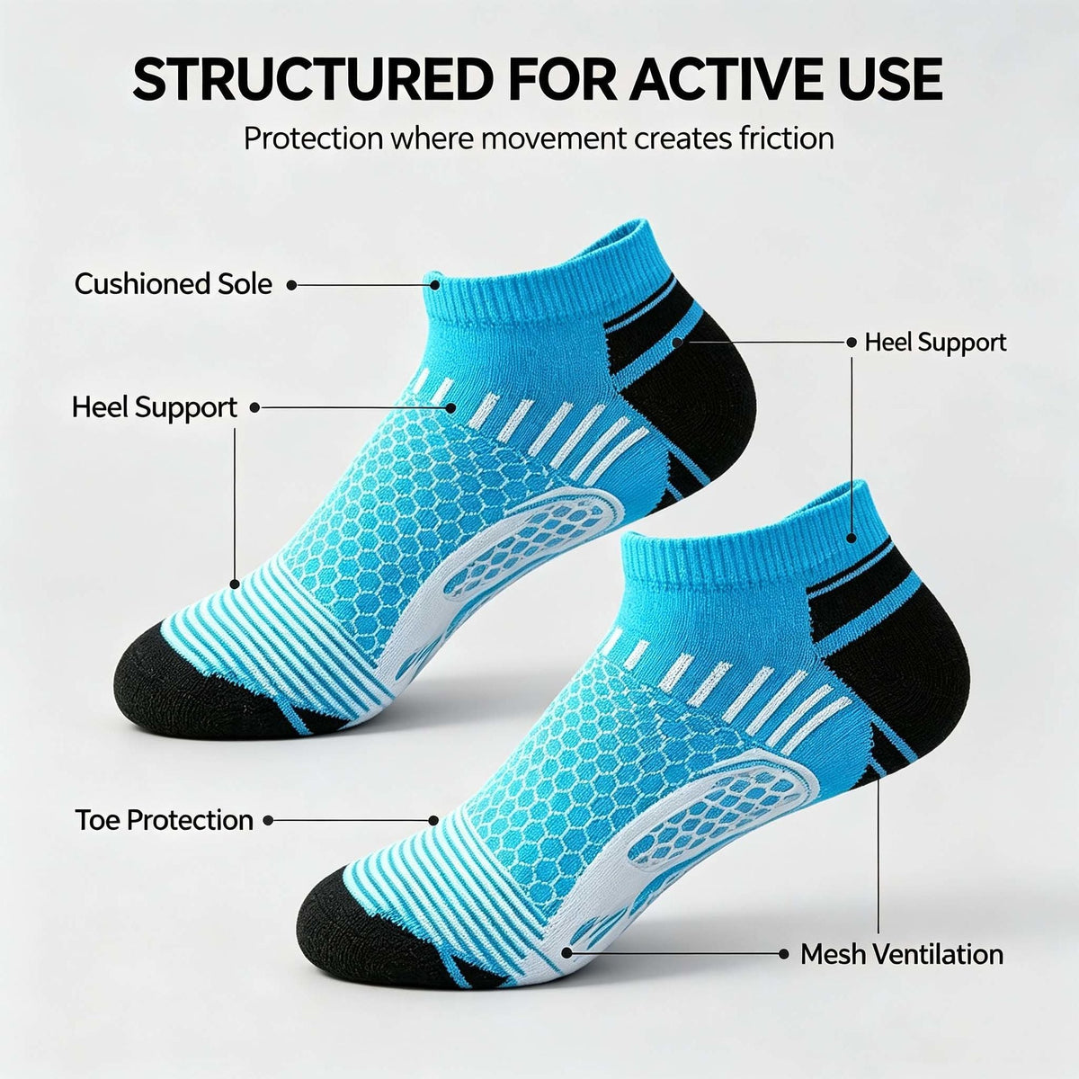 20 Pairs Athletic Socks, Breathable & Comfortable One Size Fits Most Ankle Socks, Short Crew Socks for Men and Women, Unisex