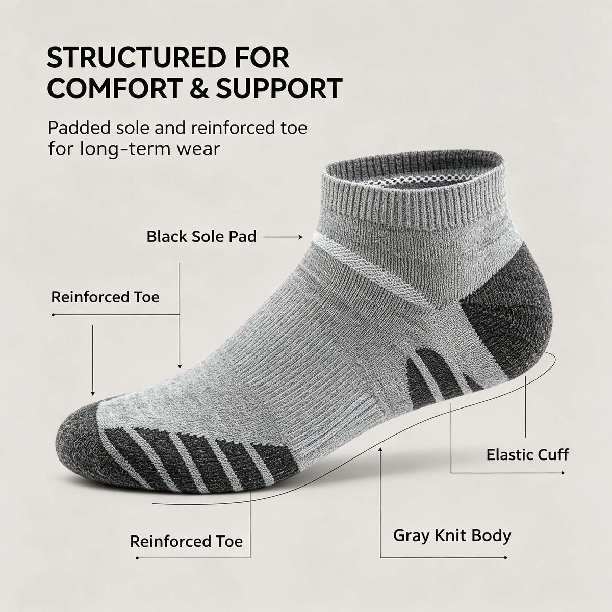 20 Pairs Athletic Socks, Breathable & Comfortable One Size Fits Most Ankle Socks, Short Crew Socks for Men and Women, Unisex