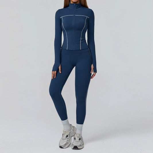 Women's Color-Block Zip-Up Yoga Set