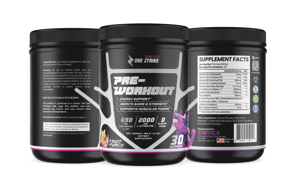 Pre-Workout Fruit Punch | Creatine, Nitric Oxide & Amino Acids | ONE ZTRIKE