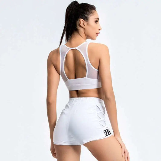 White Mesh Yoga Suit Activewear Set